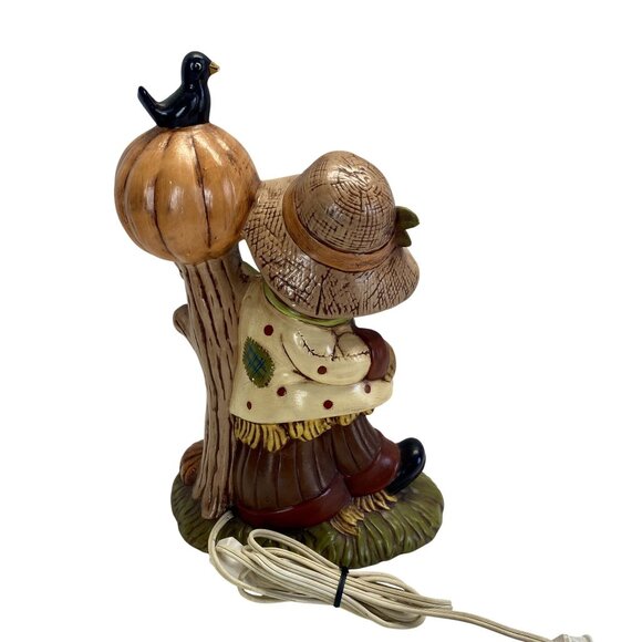 Vintage Scarecrow & Pumpkin Lantern Lighted Figurine Fall Halloween Decor - Picture 2 of 3